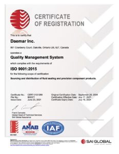 Daemar ISO Quality Certificate